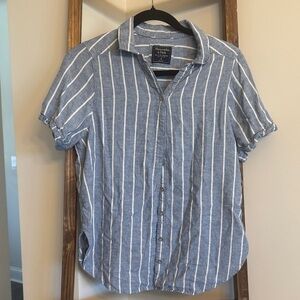 Abercrombie & Fitch Blue and White Striped Shirt
